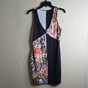 Shein Floral and Animal Print Sleeveless Mini  Dress  Large 8/10